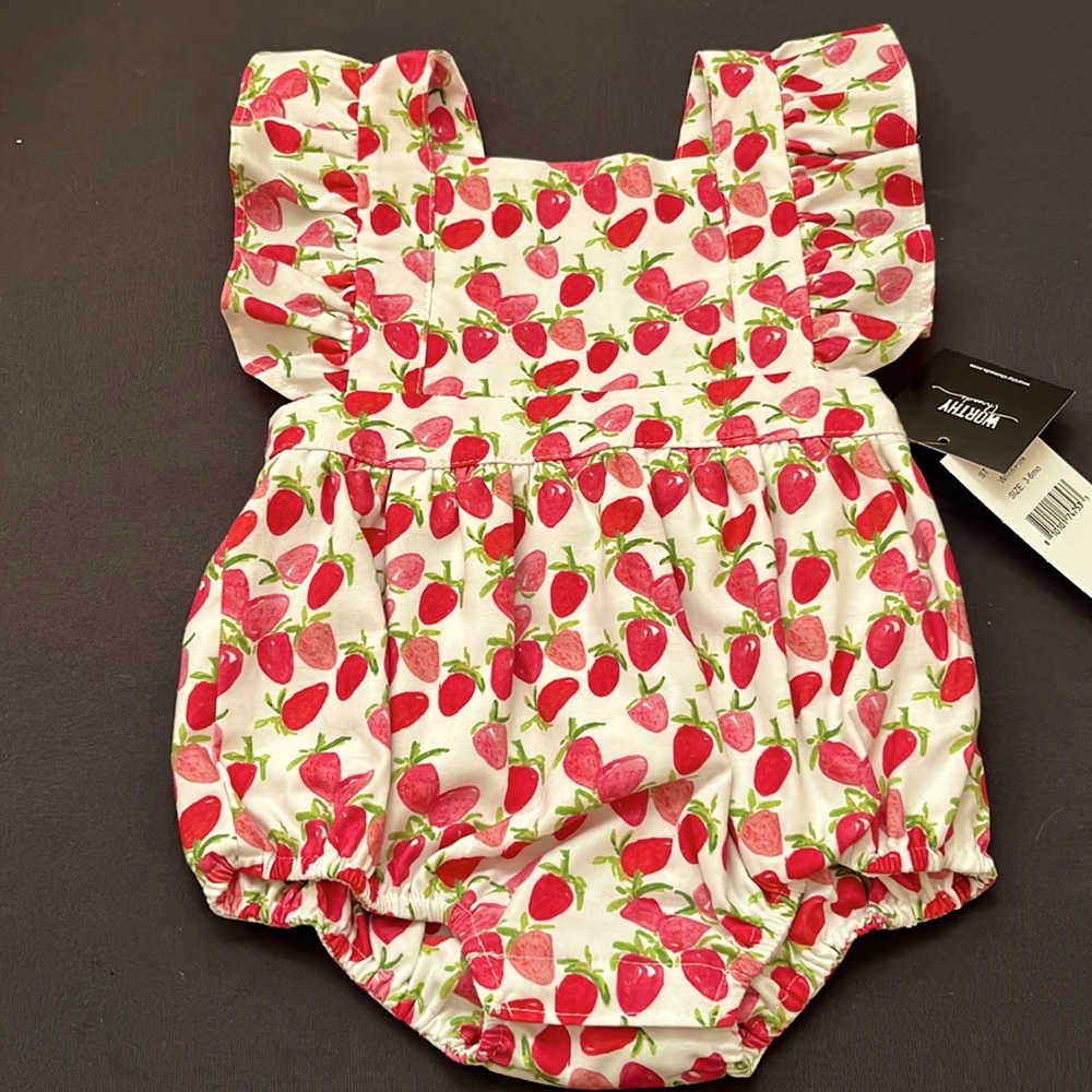 Worthy Threads strawberry bubble romper. NWT